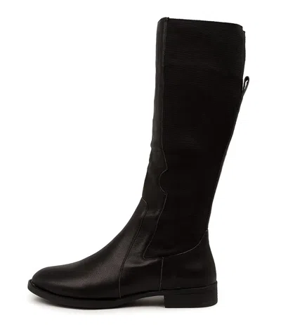 DJANGO & JULIETTE DJANGO & JULIETTE PEACHEST BLACK LEATHER WOMENS SHOES CASUAL BOOTS LONG