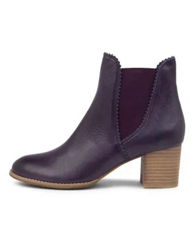 DJANGO & JULIETTE DJANGO & JULIETTE SADORE AUBERGINE LEATHER ANKLE BOOTS AUBERGINE WOMENS S...