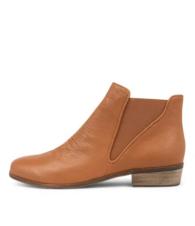 DJANGO & JULIETTE DJANGO & JULIETTE SHARVIL DARK TAN LEATHER ANKLE BOOTS WOMENS SHOES CASUAL