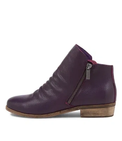 DJANGO & JULIETTE DJANGO & JULIETTE SPLIT AUBERGINE LEATHER ANKLE BOOTS AUBERGINE WOMENS SH...