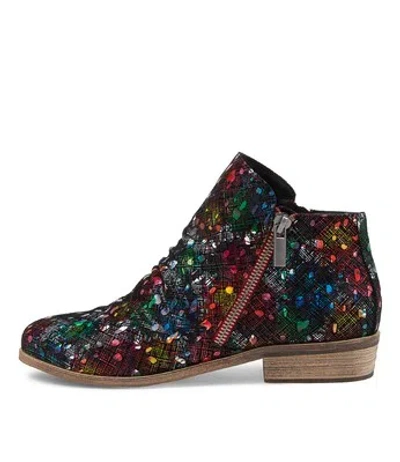 DJANGO & JULIETTE DJANGO & JULIETTE SPLIT RED BLACK LEATHER ANKLE BOOTS RED&BLACK WOMENS SH...