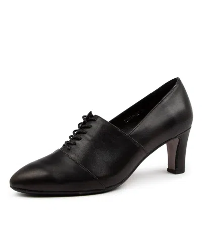 DJANGO & JULIETTE DJANGO & JULIETTE THEIA BLACK LEATHER WOMENS SHOES DRESS SHOES HEELED