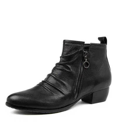 DJANGO & JULIETTE DJANGO & JULIETTE TINGE BLACK LEATHER WOMENS SHOES CASUAL BOOTS ANKLE