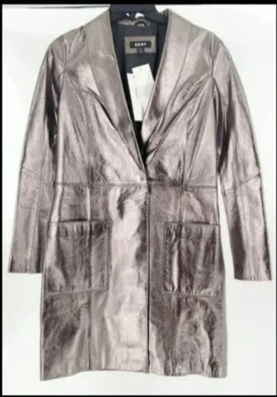 DKNY DKNY 100% LAMBSKIN LEATHER TRENCH COAT☆WOMEN'S XS