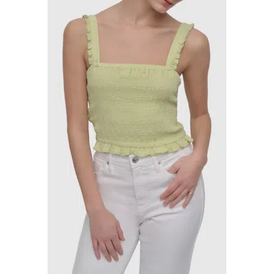 DKNY JEANS DKNY JEANS RUFFLE STRAP SMOCKED COTTON CROP TOP