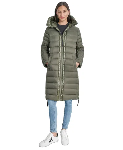 DKNY JEANS WOMEN'S DOWN QUILTED HOODED PUFFER COAT