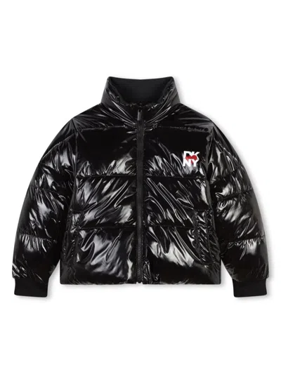 DKNY LOGO-PRINT REVERSIBLE PUFFER JACKET