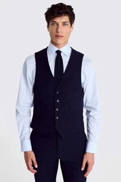 DKNY MEN'S DKNY SLIM FIT INK BLUE WOOL-BLEND WAISTCOAT