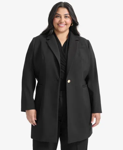 DKNY PLUS SIZE ONE-BUTTON BLAZER