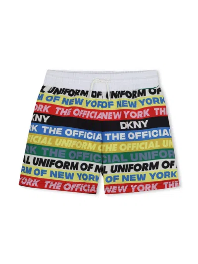 DKNY SLOGAN-PRINT SWIM SHORTS