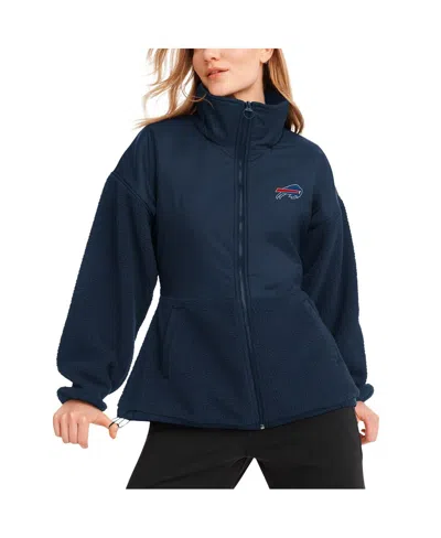 DKNY SPORT WOMEN'S NAVY BUFFALO BILLS DREW MIXED MEDIA FULL-ZIP JACKET