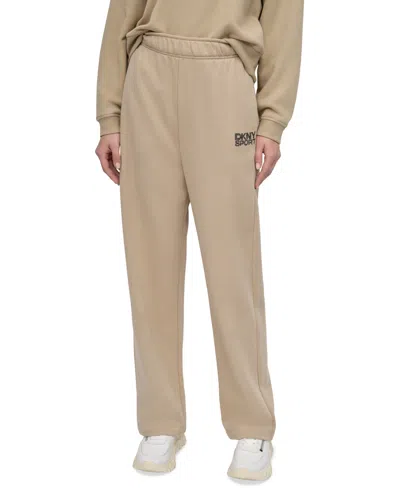 DKNY SPORT WOMEN'S RHINESTONE-LOGO HIGH-RISE STRAIGHT-LEG PANTS