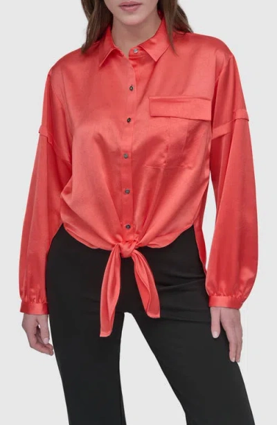 DKNY DKNY TIE FRONT SATIN SHIRT