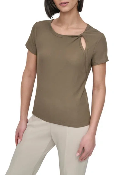 DKNY DKNY TWIST NECK RIB T-SHIRT