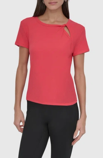DKNY DKNY TWIST NECK RIB T-SHIRT