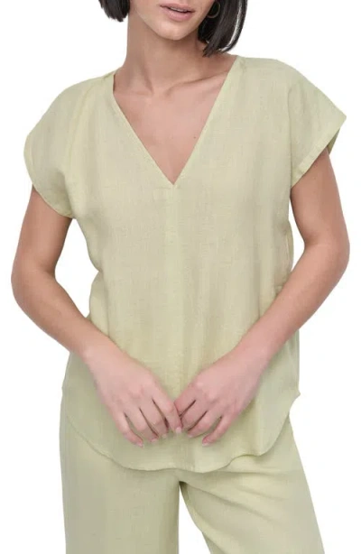 DKNY DKNY V-NECK LINEN TOP