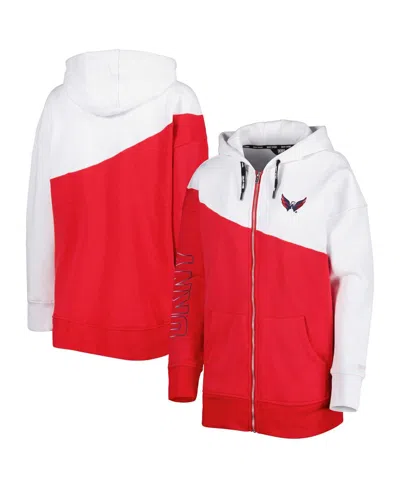 DKNY WOMEN'S DKNY SPORT RED, WHITE WASHINGTON CAPITALS GINA FULL-ZIP HOODIE