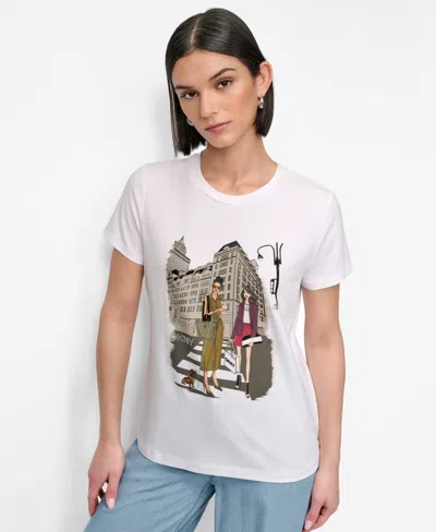 DKNY WOMEN'S FIFTH AVENUE CONVERSATION CREWNECK TEE