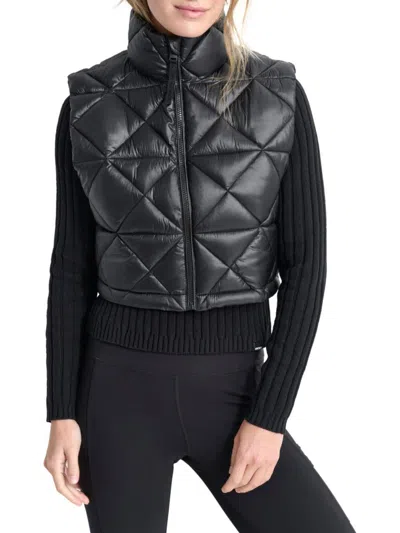 DKNY WOMEN'S QUILTED PUFFER CROPPED VEST