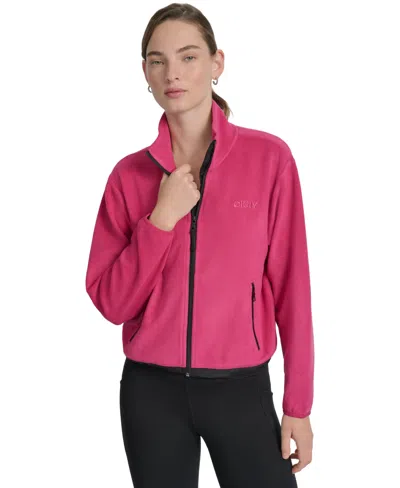 DKNY WOMEN'S ZIPPERED FLEECE JACKET