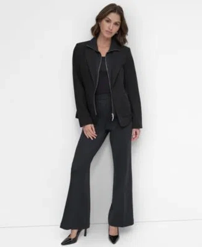 DKNY WOMENS DOUBLE INSERT ZIP FRONT JACKET PULL ON TROUSERS