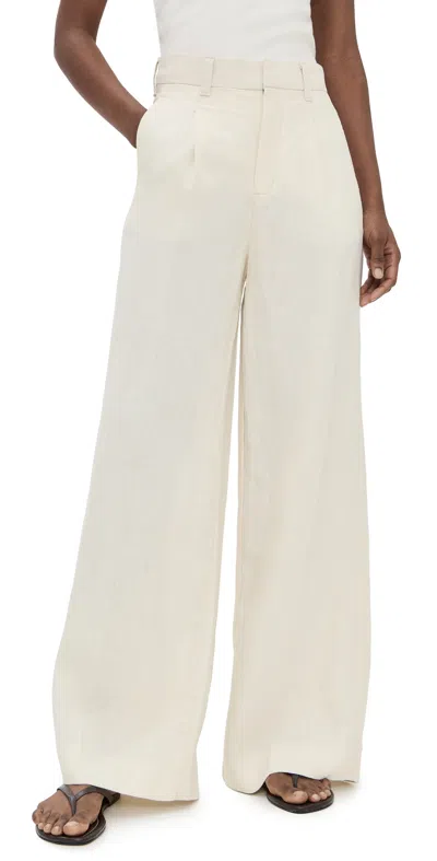 DL1961 HEPBURN PLEATED WIDE LEG HIGH RISE LINEN PANTS FLAX LINEN (LINEN)