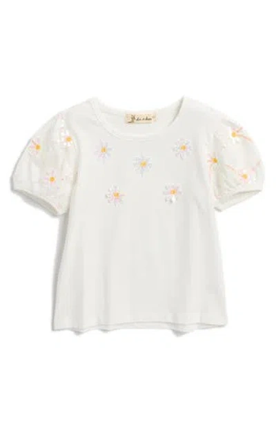 DOE A DEAR DOE A DEAR KIDS' FLORAL SEQUIN MESH SLEEVE T-SHIRT