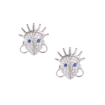 DOLÀ WOMEN'S GOLD / SILVER ADÉỌLÁ ENCRUSTED STUDS – GOLD VERMEIL WITH WHITE TOPAZ & BLUE SAPPHIRE