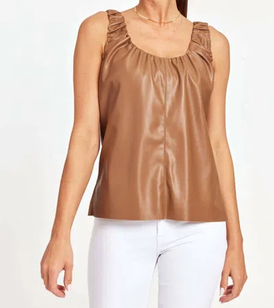 DOLCE CABO LIVING IN LEATHER TANK TOP IN CAMEL
