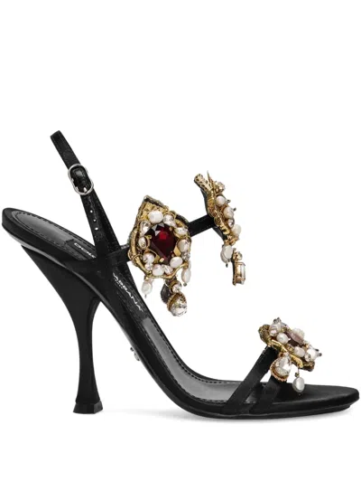 DOLCE & GABBANA 105MM EMBELLISHED STILETTO SANDALS