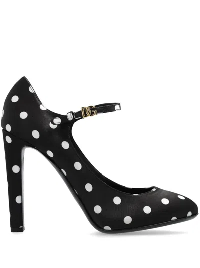 DOLCE & GABBANA 105MM POLKA-DOT PRINT MARY JANE PUMPS