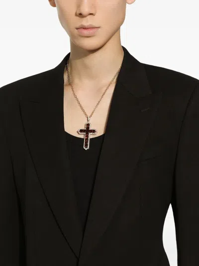 DOLCE & GABBANA 18K GOLD TRADITION DIAMOND AND GARNET PENDANT