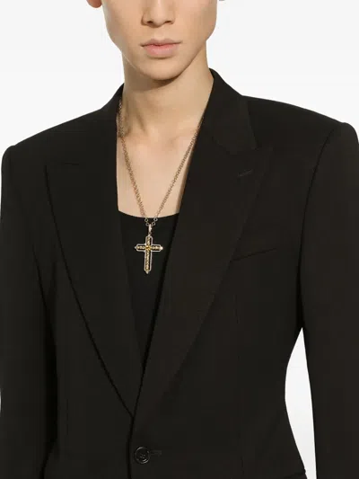 DOLCE & GABBANA 18K GOLD TRADITION DIAMOND AND SAPPHIRE PENDANT