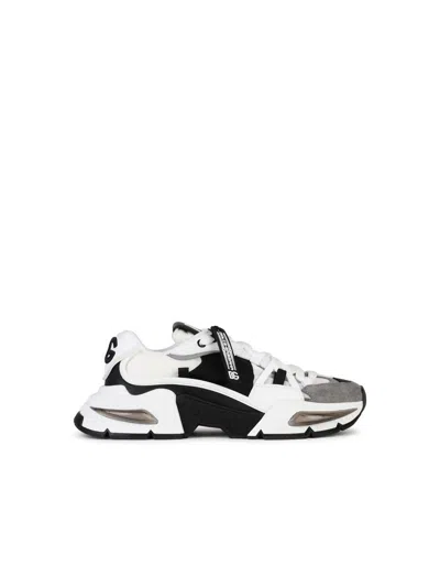 DOLCE & GABBANA DOLCE & GABBANA AIRMASTER GRAY AND BLACK LEATHER BLEND SNEAKERS