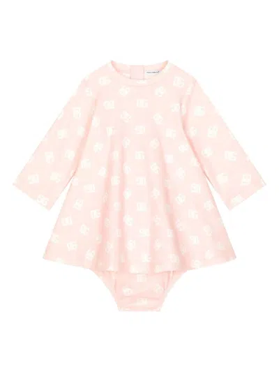 DOLCE & GABBANA ALL-OVER LOGO PRINT INTERLOCK DRESS