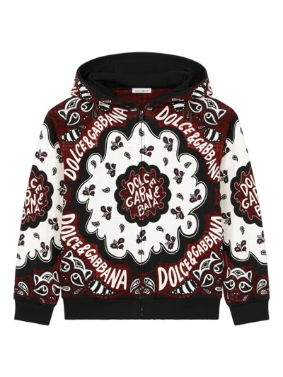 DOLCE & GABBANA BANDANA-PRINT ZIP-UP HOODIE