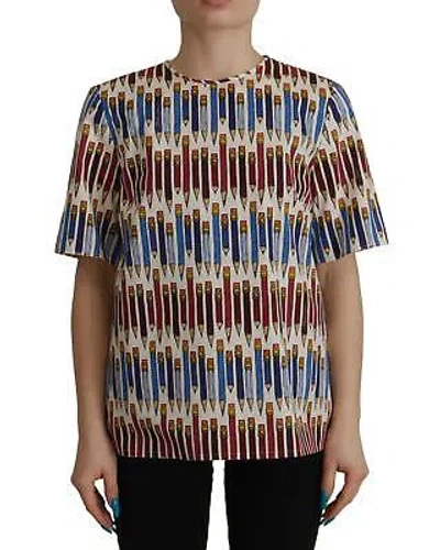 DOLCE & GABBANA DOLCE & GABBANA BAUMWOLL-T-SHIRT-BLUSE MIT BLEISTIFTDRUCK - TOPS - WHITE