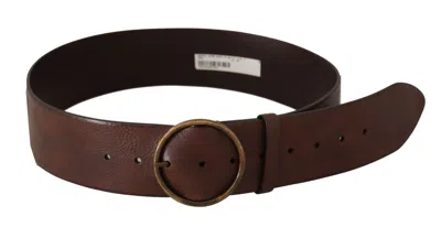 DOLCE & GABBANA DOLCE & GABBANA BELT DARK BROWN WIDE WAIST LEATHER METAL ROUND BUCKLE 90CM/36IN