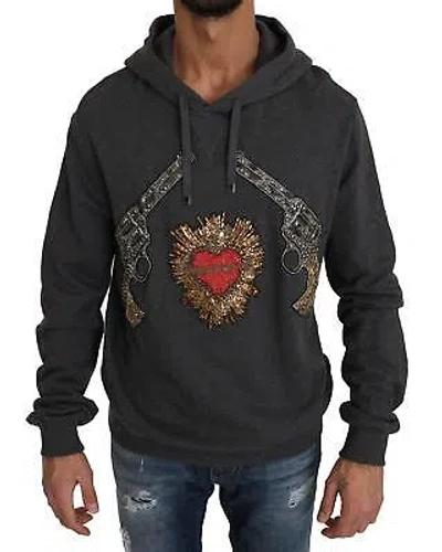 DOLCE & GABBANA DOLCE & GABBANA BESTICKTER PULLOVER AUS BAUMWOLLE MIT KRISTALLHERZ-DETAIL -