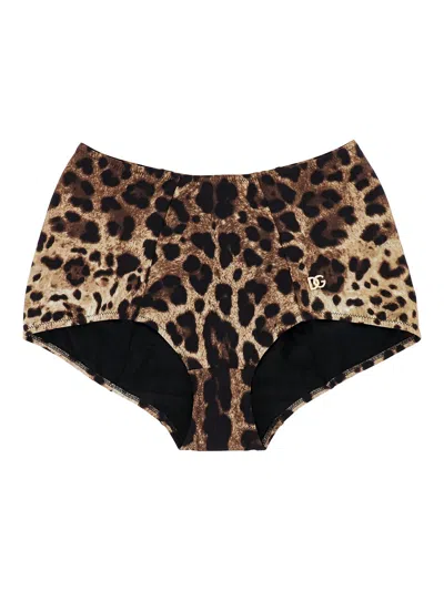 DOLCE & GABBANA SWIM CULOTTE WITH ICONIC ANIMALIER PRINT
