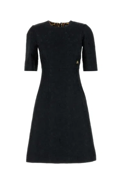 DOLCE & GABBANA WOMEN BLACK BROCADE DRESS, XS LUXURY DRESSES FOR WOMEN DARVEYS