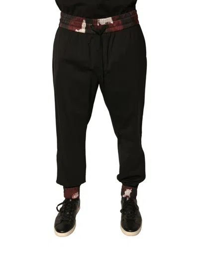 DOLCE & GABBANA DOLCE & GABBANA BLACK CAMOUFLAGE WOOL JOGGER SWEATMEN'S MEN'S PANTS
