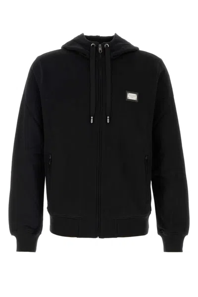 DOLCE & GABBANA BLACK COTTON SWEATSHIRT