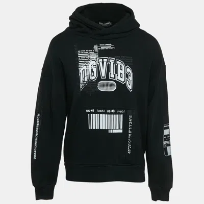 DOLCE & GABBANA BLACK DGVIBE3 PRINT COTTON KNIT HOODIE XS