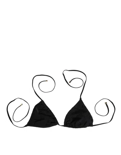 DOLCE & GABBANA BLACK EMBROIDERED TRIANGLE SWIMWEAR UNDERWEAR