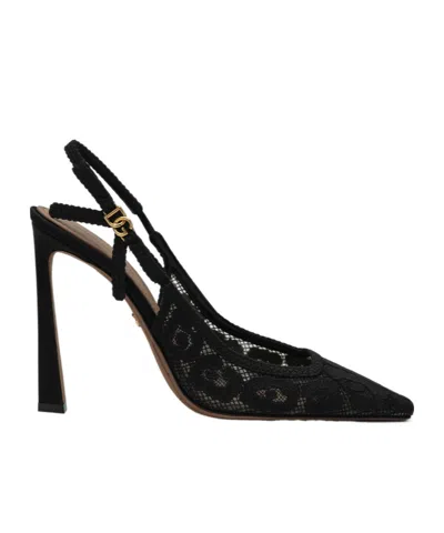 DOLCE & GABBANA 105MM LEOPARD-LACE SLINGBACK PUMPS