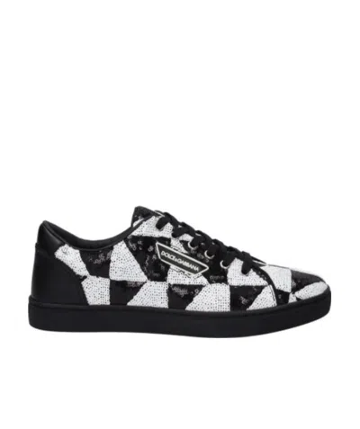 DOLCE & GABBANA BLACK LACE-UP CASUAL SNEAKERS