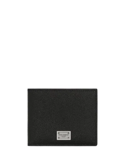 DOLCE & GABBANA MEN BLACK LEATHER BIFOLD WALLET, ONESIZE LUXURY WALLETS FOR MEN DARVEYS