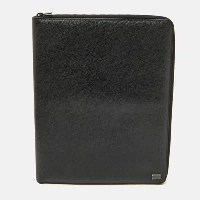 DOLCE & GABBANA BLACK LEATHER BUSINESS AGENDA ORGANIZER