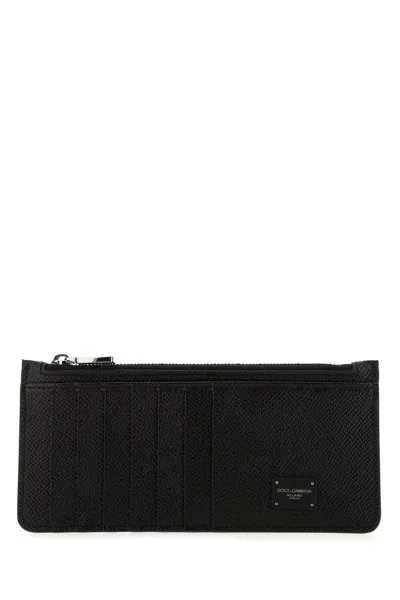 DOLCE & GABBANA BLACK LEATHER CARD HOLDER